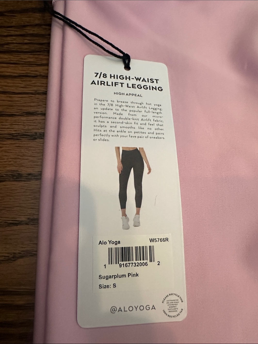 ALO Yoga Women’s S Sugarplum Pink 7/8 High-Waist Air Lift Leggings NWT - Picture 5 of 6